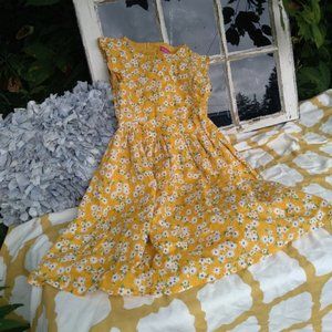 Yellow White Daisy Sleeveless Dress